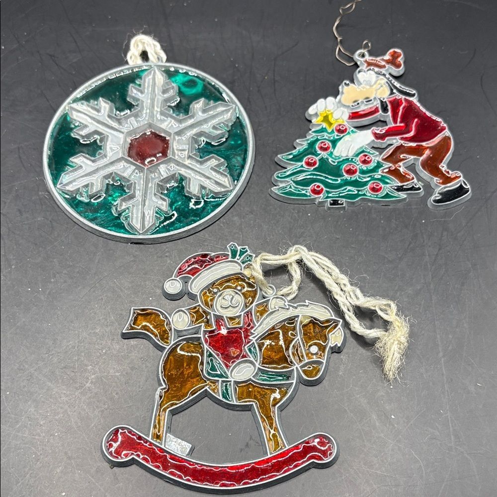 Festive Plastic Stained Glass Ornaments